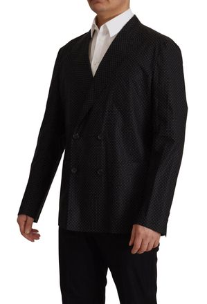Dolce & Gabbana Mens Black Polka Dotted Cotton Blazer Jacket Clothing