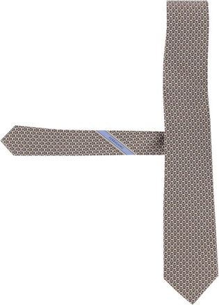 Ferragamo Zijden das met patroon - Heren - Stropdassen - Bruin - ONE Size - Accessoires