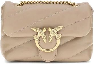 Pinko Love Baby Schoudertas - Dames - Schoudertassen - Beige - ONE Size - Leer - Tassen