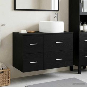 vidaXL Vidaxl Set Di Mobili Per Il Bagno 2 Pz Rovere Nero