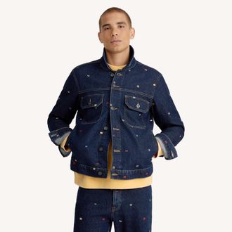 Nautica Mens Embroidered Denim Jacket