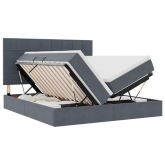 vidaXL Cama De Almacenamiento Led Con Colch&oacute;n Gris Oscuro 180 X 200 Cm Vidaxl
