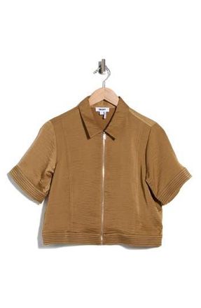 DKNY Short Sleeve Satin Jacket in Dune/Black at Nordstrom Rack, Size X-Small