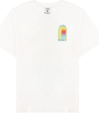 Casablanca Clean White Gradient Rainbow Cotton T-Shirt