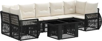 vidaXL Conjunto De Sof&aacute;s De Jard&iacute;n 8 Uds. Negro Y Blanco Crema Vidaxl