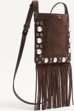 Valentino Garavani Borsa A Spalla Piccola Valentino Garavani Nellc&ocirc;te In Suede Con Frange Donna MARRONE UNI