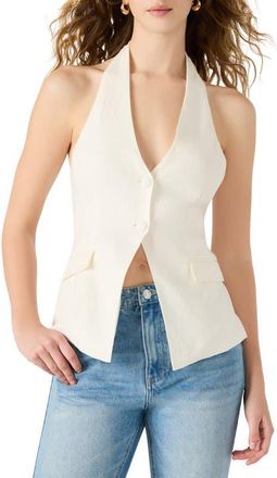 Steve Madden Brielle Linen Blend Halter Vest in Ivory at Nordstrom, Size X-Large
