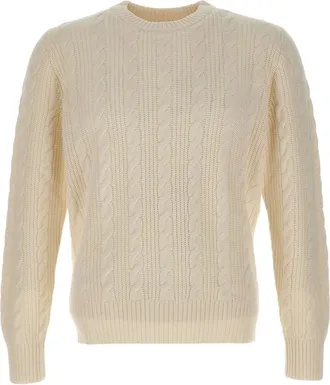 KANGRA Truien & Vesten, Heren, Wit, 2Xl, Katoen, Pullover met kabelpatroon en ronde hals