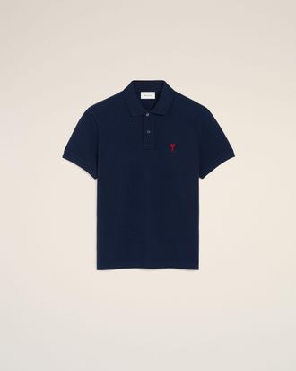 Ami Blue Cotton Red Ami De Coeur Polo Shirt Blue - XXXL - Unisex
