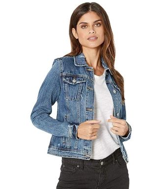 Joe's Joes Jeans Standard Trucker Jacket Womens Blue Denim Cotton Distressd JZZ419