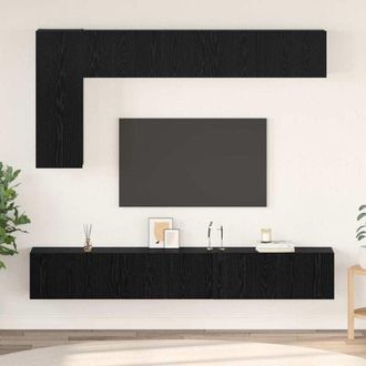 vidaXL Vidaxl - Conjunto De Mueble De Tv 6 Pcs Roble Negro 30.5 X 30 X 90 Cm