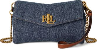 Ralph Lauren Textured Denim Gold Clasp Crossbody Bag