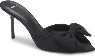 Mango Lasy Bow Slide Sandal in Black at Nordstrom, Size 7.5Us