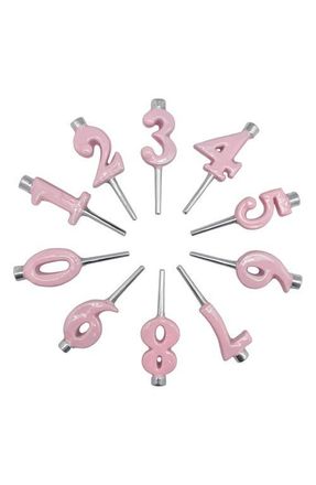 Mariposa Enamel Recycled Aluminum Number Candleholder Set in Pink at Nordstrom