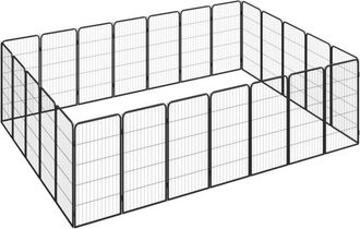 vidaXL Jaula Perros 24 Paneles Acero Recubierto Polvo Negro 50x100 Cm Vidaxl