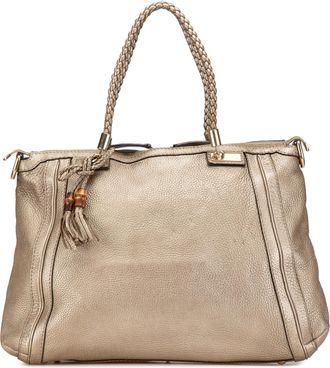 Gucci Pre-owned Womens Structured Leather Handbag With Zip Closure - Silver - One Size