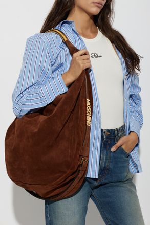 Moschino Suede Bag Handle Me, Womens, Brown