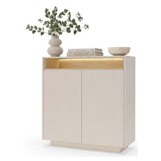 Dmora C&oacute;moda Halane, Aparador 4 Estantes, Puertas Abatibles, 2 Puertas, 103x40x119h Cm Beige