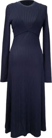 Altuzarra Masika Jersey Midi Dress in Navy Blue Viscose