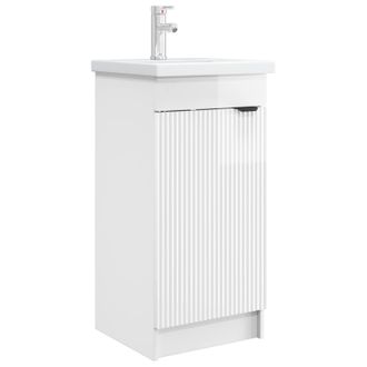vidaXL Vanidad De Ba&ntilde;o Con Lavabo Blanco Brillante 42 X 40 X 84,5 Cm Vidaxl