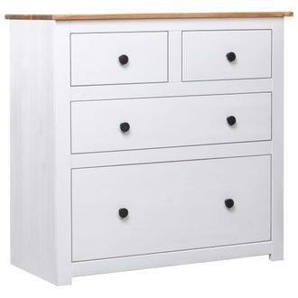vidaXL Aparador De Madera Maciza Pino Estilo Panam&aacute; Blanco 80x40x83 Cm Vidaxl