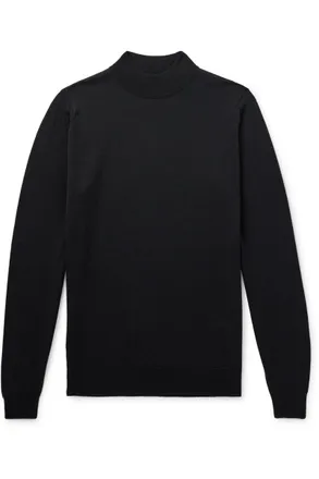 John Smedley Slim-Fit Merino Wool Mock-Neck Sweater