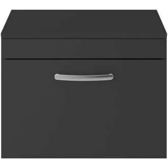 Nuie Nuie - Athena Wall Hung 1-Drawer Vanity Unit and Worktop 600mm Wide - Gloss Grey