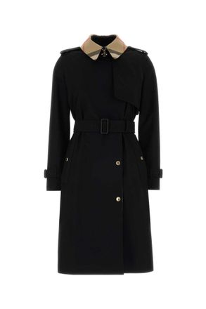 Burberry Black Shirt Collar Trench Coat
