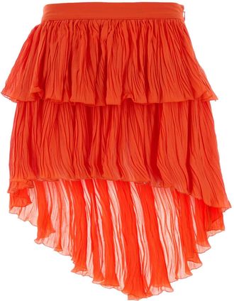 Blumarine Coral Crepe Mini Skirt