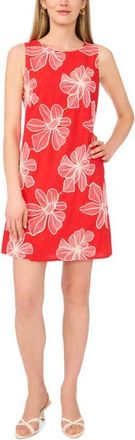 Vince Camuto Embroidered Floral Sleeveless A-Line Dress in Lobster Red at Nordstrom, Size X-Large P