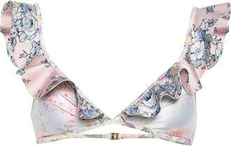 Zimmermann Halliday Spliced Frill bikini top - women - Polyamide/Elastane/Polyamide/Elastane - 4 - Pink