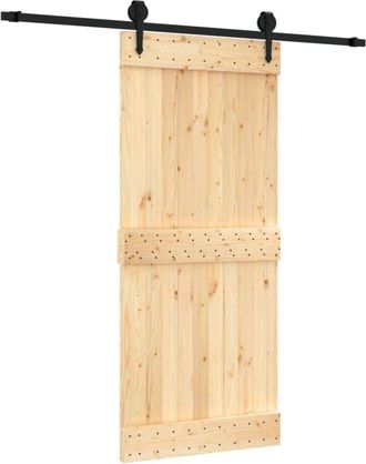 vidaXL Puerta Corredera Con Herrajes Madera Maciza De Pino 90x210 Cm Vidaxl