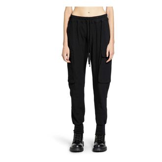 Thom Krom Sweatpants, female, Black, M, Black Cargo Trousers with Elastic Waistband