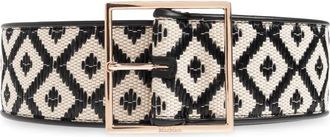 Max Mara Riem met patroon - Dames - Riemen - Beige - XS - Leer - Accessoires