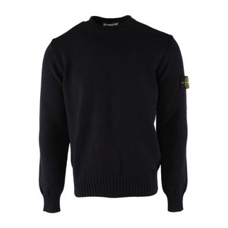 Stone Island Round-neck Knitwear, male, Blue, S, Navy Round-neck Jumper
