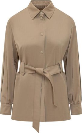 Max Mara Mxm Agenzia Shirt - Dames - Overhemden - Bruin - S - Wol - Overhemden