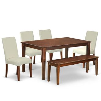 East West Furniture Dining Room Set Mahogany, CADR6-MAH-01