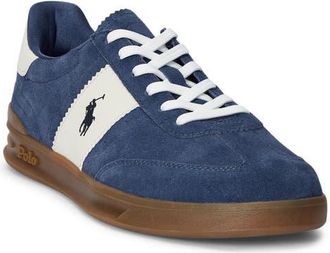 Ralph Lauren Logo Low Top Sneaker in Light Navy/Cream at Nordstrom, Size 9.5