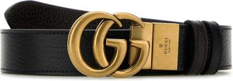 Gucci Black Leather Gg Marmont Reversible Belt