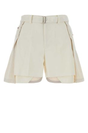 sacai Off White Solid Shorts