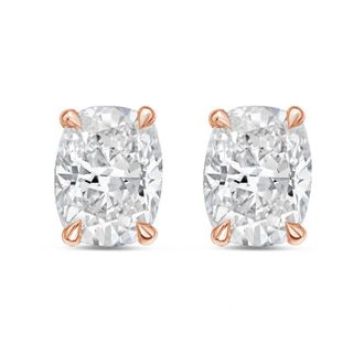 Diana M. Jewels 14Kt Rose Gold 12.00 cts Lab Grown Elongated Cushion Cut Diamond Studs