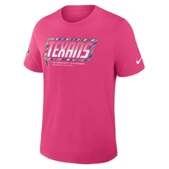 Nike Houston Texans Crucial Catch Sideline Nike Mens Dri-FIT NFL T-Shirt in Pink | 034J68XZUD-F9R