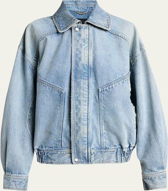 Saint Laurent Oversized Denim Zip Shirt Jacket