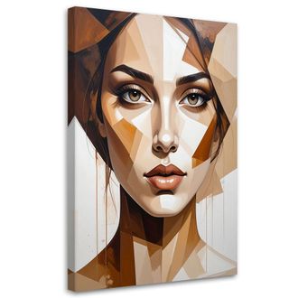 Feeby Cuadro Sobre Lienzo, Retrato De Mujer En Beige, 80x120