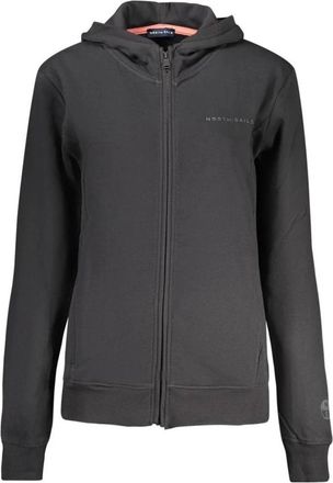 North Sails Katoenen sweatshirt met geribbelde manchetten en zoom - Dames - Vesten met rits - Zwart - L - Katoen - Hoodies & sweatvesten