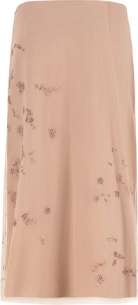 Fendi Womens Tulle Skirt Pink Silk