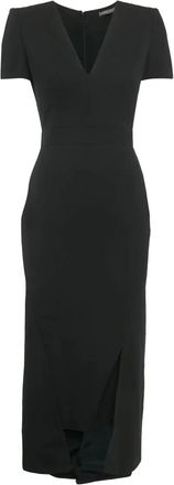 Alexander McQueen Abito midi con scollo a V - Nero