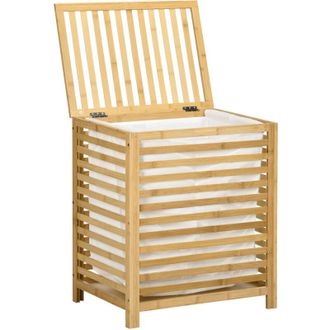 HOMCOM Cesto Portabiancheria a Doghe per Bagno e Camera da Letto color Legno - Homcom