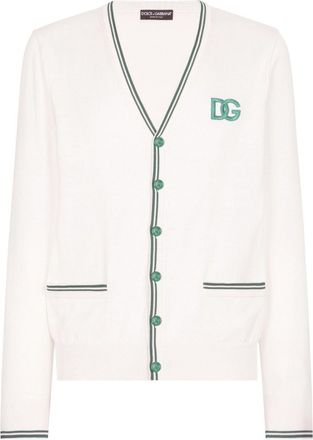 Dolce & Gabbana logo-embroidered silk cardigan - men - Silk - 52 - White