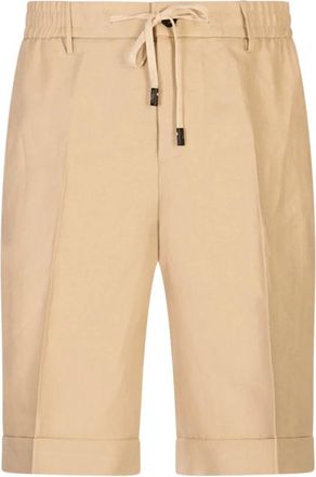 PESERICO Korte Broeken, Heren, Bruin, XL, Katoen, Shorts met omslag en trekkoord